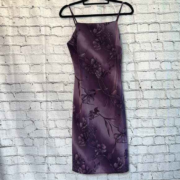 ⭐️ DBY vtg 80s purple floral strap spaghetti strap slip midi dress women jr 11 - Picture 2 of 15